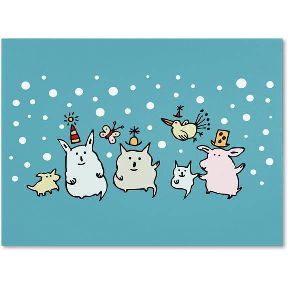 Trademark Fine Art "Christmas Creatures in Blue" Canvas Art by Carla Martell