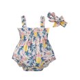 thumbnail image 1 of Mamelucos sin mangas de verano para niña, Body con volantes, estampado de frutas, busto elástico, mono, diadema con lazo (azul / 6-9 meses) Nituyy mameluco-GLKJ5384-FT58910B3, 1 of 6