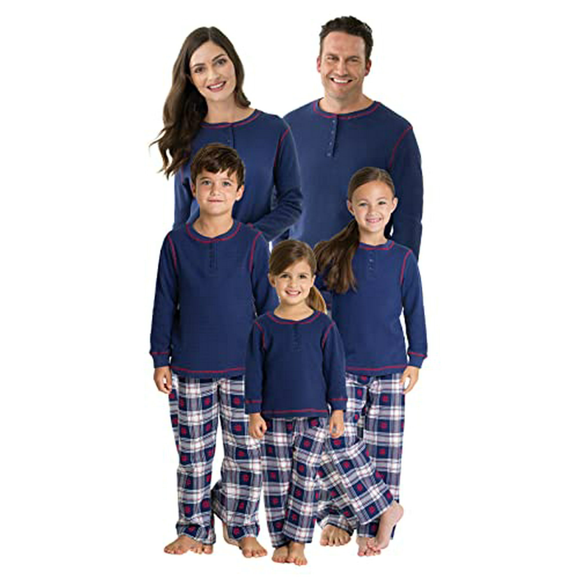 Blue plaid family pajamas hotsell