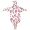 thumbnail image 2 of FORMRS Wearable Blanket Hoodie with Sleeves for Kids Cozy Flannel Sweatshirt, Pink Popsicle Pattern, 2 of 7