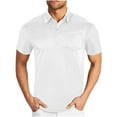 thumbnail image 2 of Styesk T Shirts for Man Men Solid Color Breathable Motion Pocket Button Short Sleeve Turndown Collar Blouse, 2 of 4