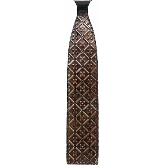 Hosley 24.5-Inch Tall Decorative Embossed Metal Floor Vase, Multicolor, for Artificial Flowers and Greenery