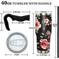 thumbnail image 6 of 40 oz Tumbler with Handle and Straw Leak Proof 40 oz Retor Floral Cup Insulated Stainless Steel Flower Coffee Travel Mug Slim 40oz Tumbler with Handle Floral Decor Stuff Gifts for Women, 6 of 6