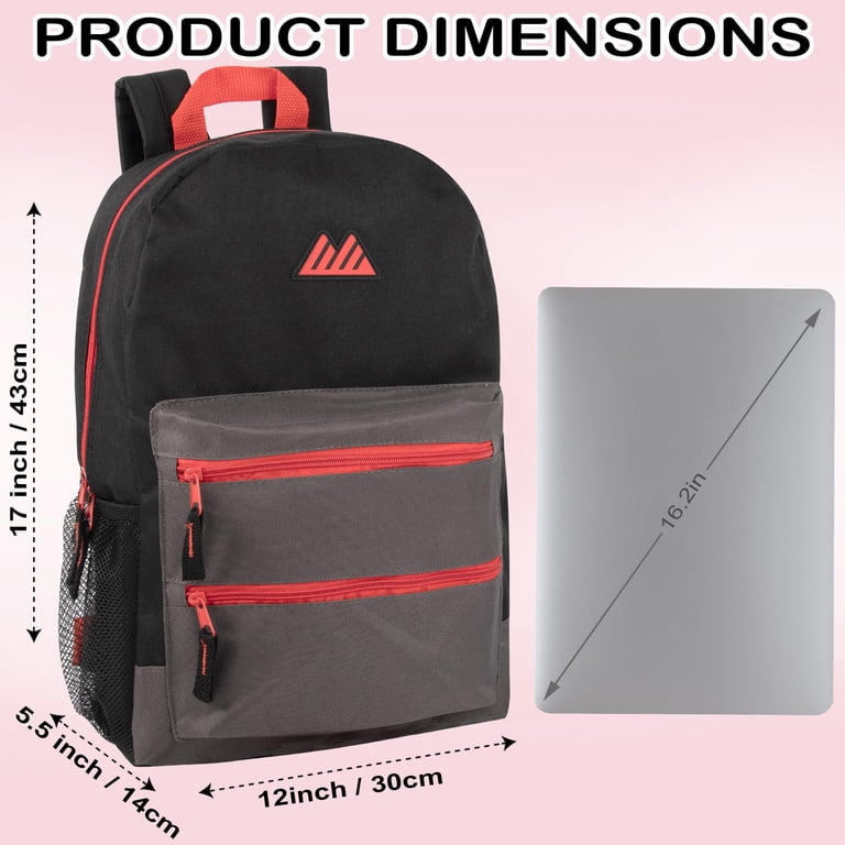 Summit Ridge 17" Two-Tone Travel Backpack, Black & Red photo 3