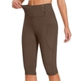 thumbnail image 2 of iHPH7 Capri Leggings with Pockets for Women Pedal Pushers Tummy Control Knee Length Leggings Yoga Pants Women Capri Pants Workout Coffee L, 2 of 9
