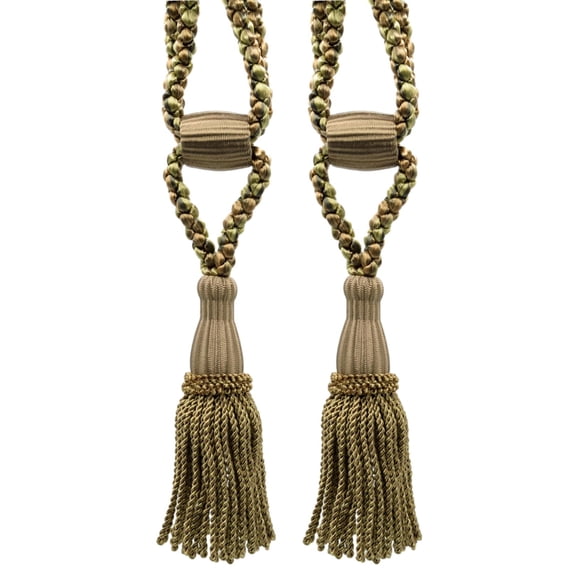 DECOPRO Beautiful Curtain & Drapery Tassel Tieback, Adjustable Cord Length with Elegant Bullion Design, Tassel Length 5 1/2" (14cm), Spread 24" (61cm) # TBC055SPR24, #PR08 Set of 2