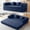 Navy Blue 79"Convertible Sofa Bed, variant on Convertible Sofa Bed, 6 in 1 Folding Floor Futon Couch Sleeper with Fixed Frame, Corduroy Modular Sofa Bed with Removable Armrests & Pillows, No Assembly for Living Room Bedroom (Orange)