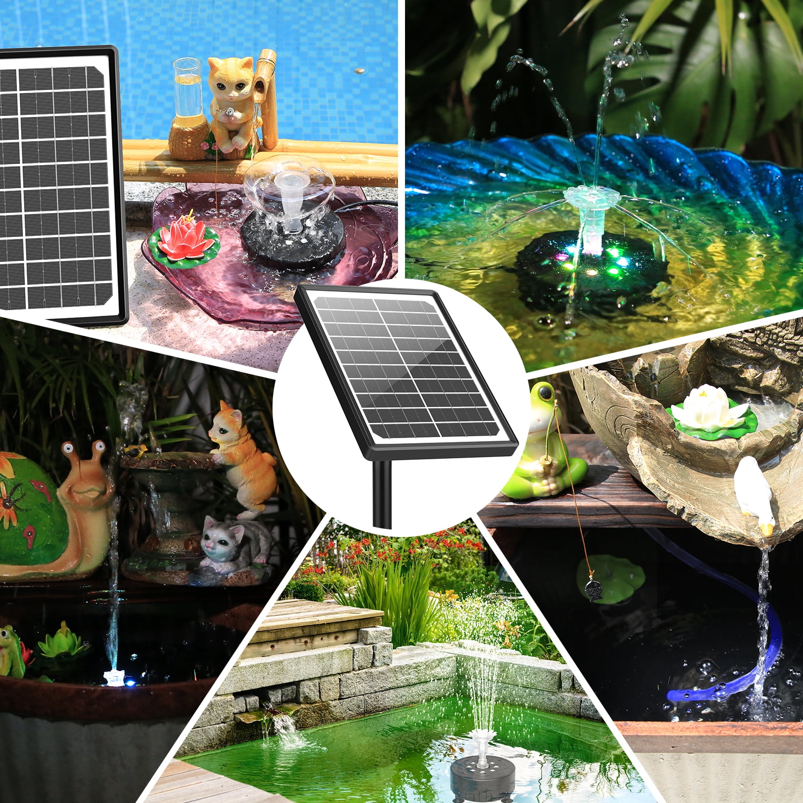AISITIN 10W Solar Fountain with LED Colorful Lights & 3000mhA Battery, 2024 Upgraded Solar Bird Bath Fountain with Fixed Bracket, Remote Control Solar Water Fountain Pump for Bird Bath, Pools and Outd