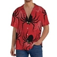 thumbnail image 7 of Lsque Spider print Men's Cuban Collar Short Sleeve Shirt Summer Beachwear Casual Button Down Fashionable Vacation Leisure Shirt-Medium, 7 of 7