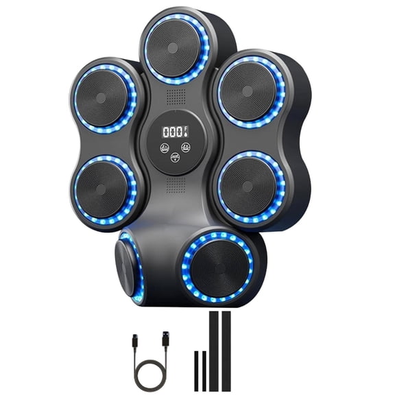 Music Boxing Machine For Adults, Music Boxing Machine For Kids, Home Gym, Smart Wall-Mount Training Equipment With Bluetooth & LED Lighting