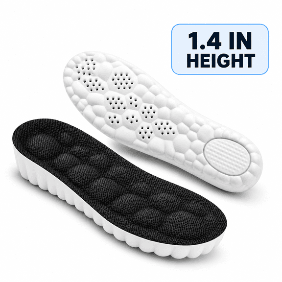 2026 New Height Increase Insoles for Men Women, 1.4 Inch Height Boosters, 4D Cloud Insoles with Memory Foam Cushioning, Trim-to-Fit Shoe Lifts for US Sizes 7.5-10.5, Black