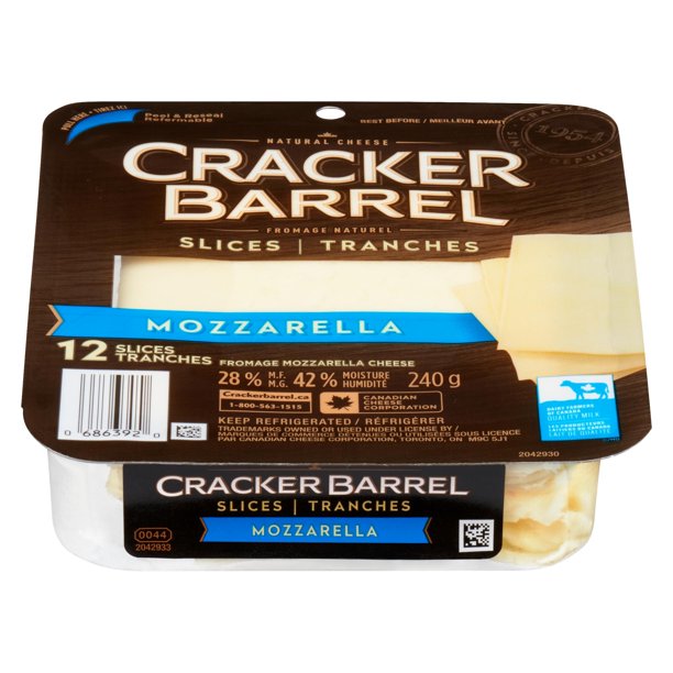 Cracker Barrel Mozzarella Natural Slices, 12 Slices Walmart.ca