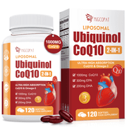 Migcopat Liposomal CoQ10 Ubiquinol Softgels, for Antioxidant, Heart, Energy and Brain Support, Gluten Free, 120 Softgels