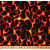 Fleece Fire Flames on Black Firefighters Firefighting Hot Rod Fleece Fabric Print by the Yard (208S-10B)