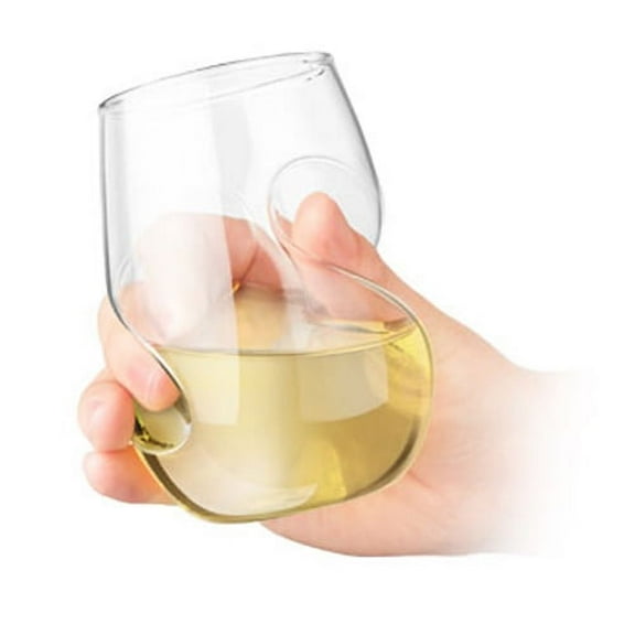 Final Touch Conundrum White Wine Glasses - Set of 4 Stemless Handcrafted Glasses - 9 oz Capacity - Sleek Curves for Comfortable Tasting - Dishwasher Safe (GG5008)