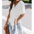 thumbnail image 1 of Women's White Short Sleeve Wrap Top, 1 of 8