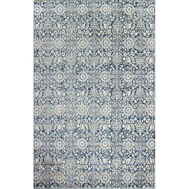 Bashian B128-BL-4X6-BR104 3 ft. 6 in. x 5 ft. 6 in. Bradford Collection Transitional Polyester Power Loom Area Rug, Blue