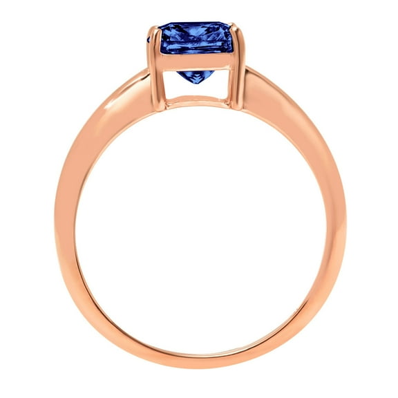 1.5 ct Cushion Cut Simulated Tanzanite Solitaire Engagement Ring for Women in 18K Rose Gold