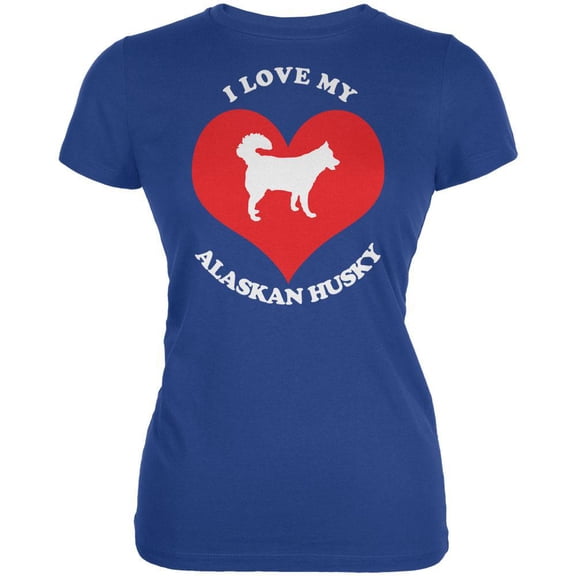 Valentines I Love My Alaskan Husky Royal Juniors Soft T-Shirt - Small