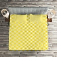 thumbnail image 2 of Ambesonne Geometric Quilted Coverlet 3 Pcs, Circles Geometric Art, Queen Size, Yellow and White, 2 of 2