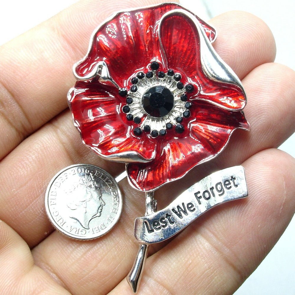 Broche Vintage Fleur Rouge En Cristal Et Alliage - Occasion Très Bon état, Accessoire Rétro