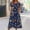Dresses for Women-Navy, variant on Zyloft Plus Size Dresses for Women Summer Short Sleeve Round Neck Floral Printed Pocket Dress Yellow XL