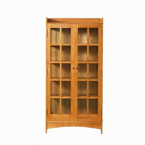 Crafters and Weavers Arts and Crafts 39" Solid Wood China Cabinet in Cherry
