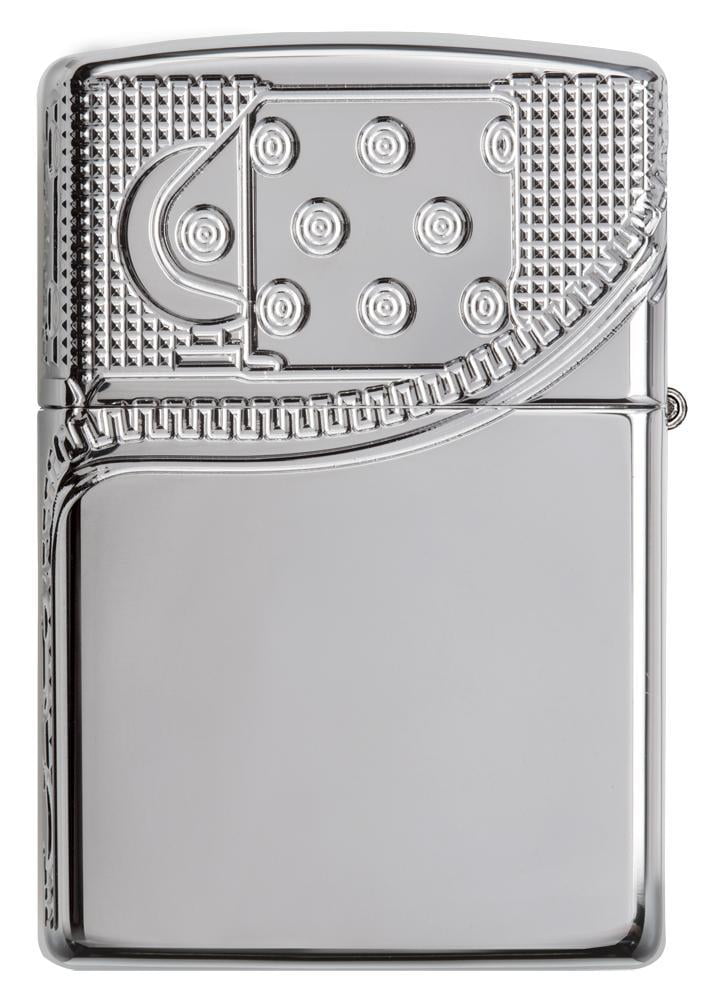 Zippo Armor High Polish Chrome Deep Carve Zipper Design