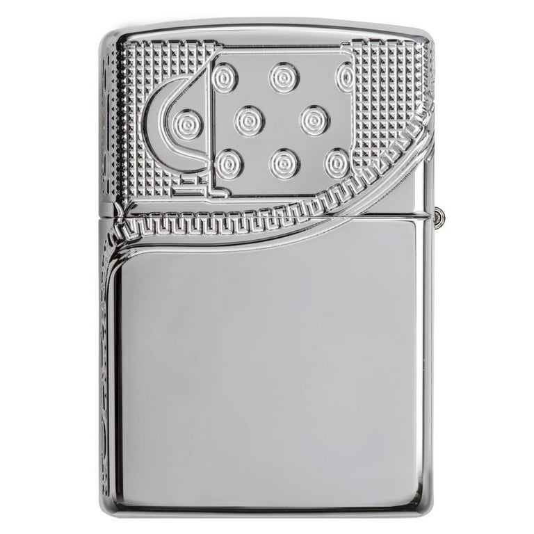 Zippo Armor High Polish Chrome Deep Carve Zipper Design Pocket Lighter