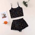 thumbnail image 2 of Cdudpw Cute Pajamas for Women Halloween Print Top and Shorts Pj Set Two Piece Pajama Set Sleepwear Sleep Outfits(T144-Black), 2 of 6