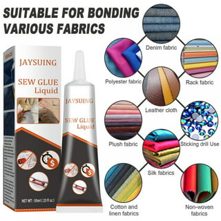 1.7oz Fabric Glue Permanent Washable Waterproof Sew Glue Patch Sewing  Solution for All Fabrics Clothing Cotton Denim Stitching