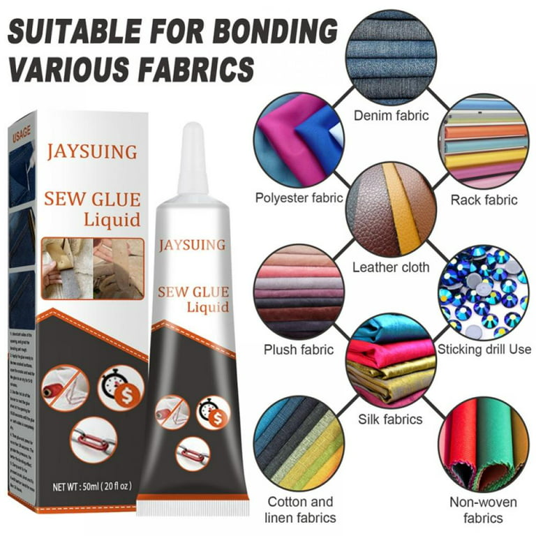 Cloth Repair Sew Glue,Fabric Sewing Adhesive for Jeans, Printing Pants,  Cotton Flannel,Denim Leather, Fast Dry and Clear Washable