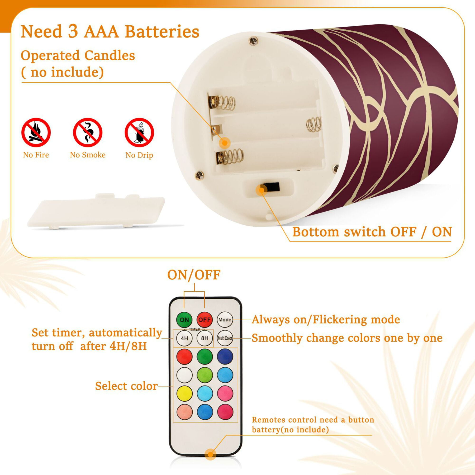 Yayeee Flameless Candles with Remote Flickering Battery Operated Multi Color Changing, Red Circles