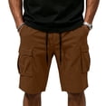 thumbnail image 5 of Dwellite Cargo Shorts for Men Elastic Waist Drawstring Stretchy Twill Cargo Shorts Below Knee Length Hiking Outdoor Clothes Coffee 4XL, 5 of 8