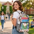 thumbnail image 2 of Xoenoiee Baseball Bat Hat Print Clear Backpack for Middle School Teens 17" Heavy Duty Waterproof PVC See Through Transparent Bookbag, Large Capacity School Bag with Adjustable Straps for Boys, 2 of 7
