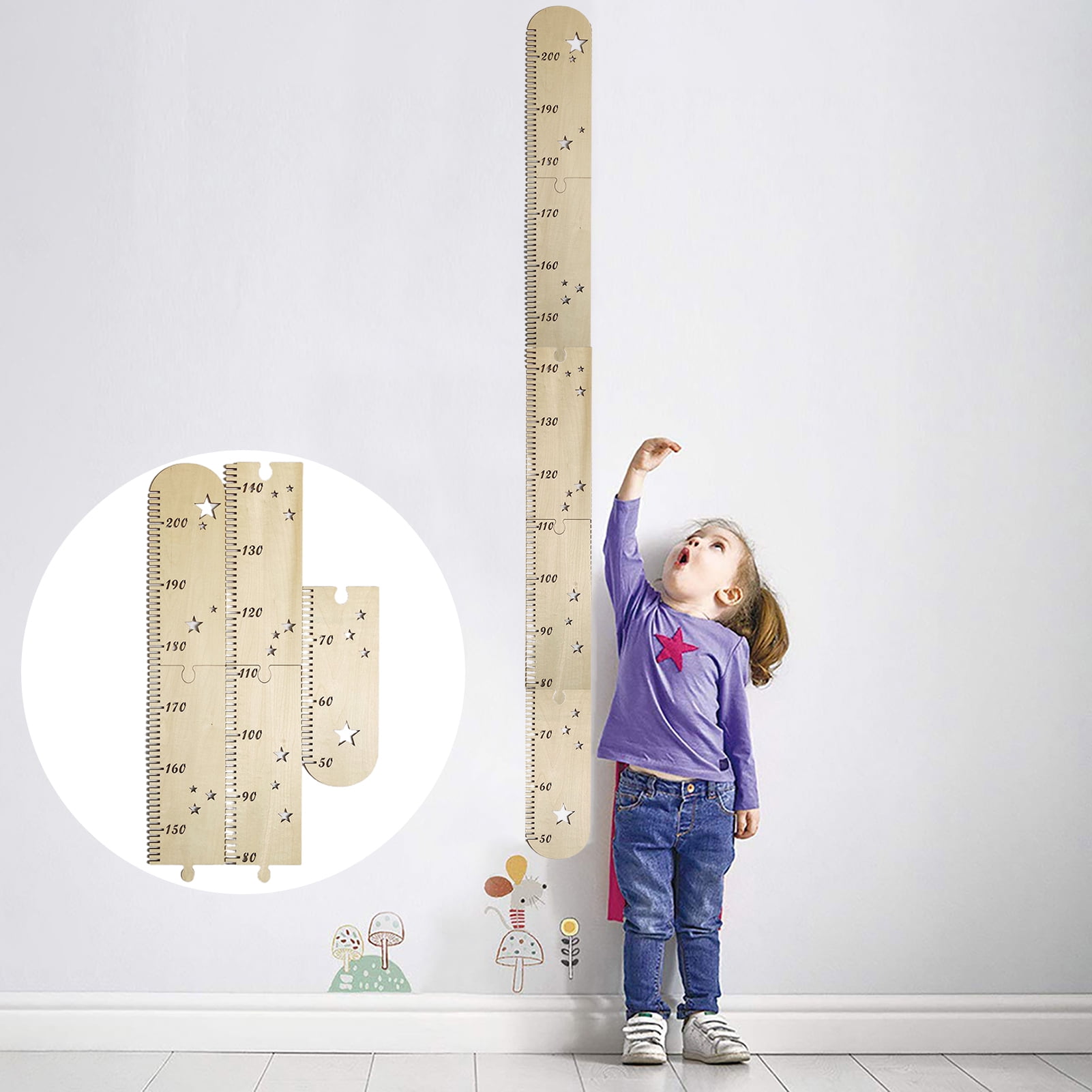 BetterZ 1 Set Nordic Style Growth Chart Detachable No Odor Kids Height