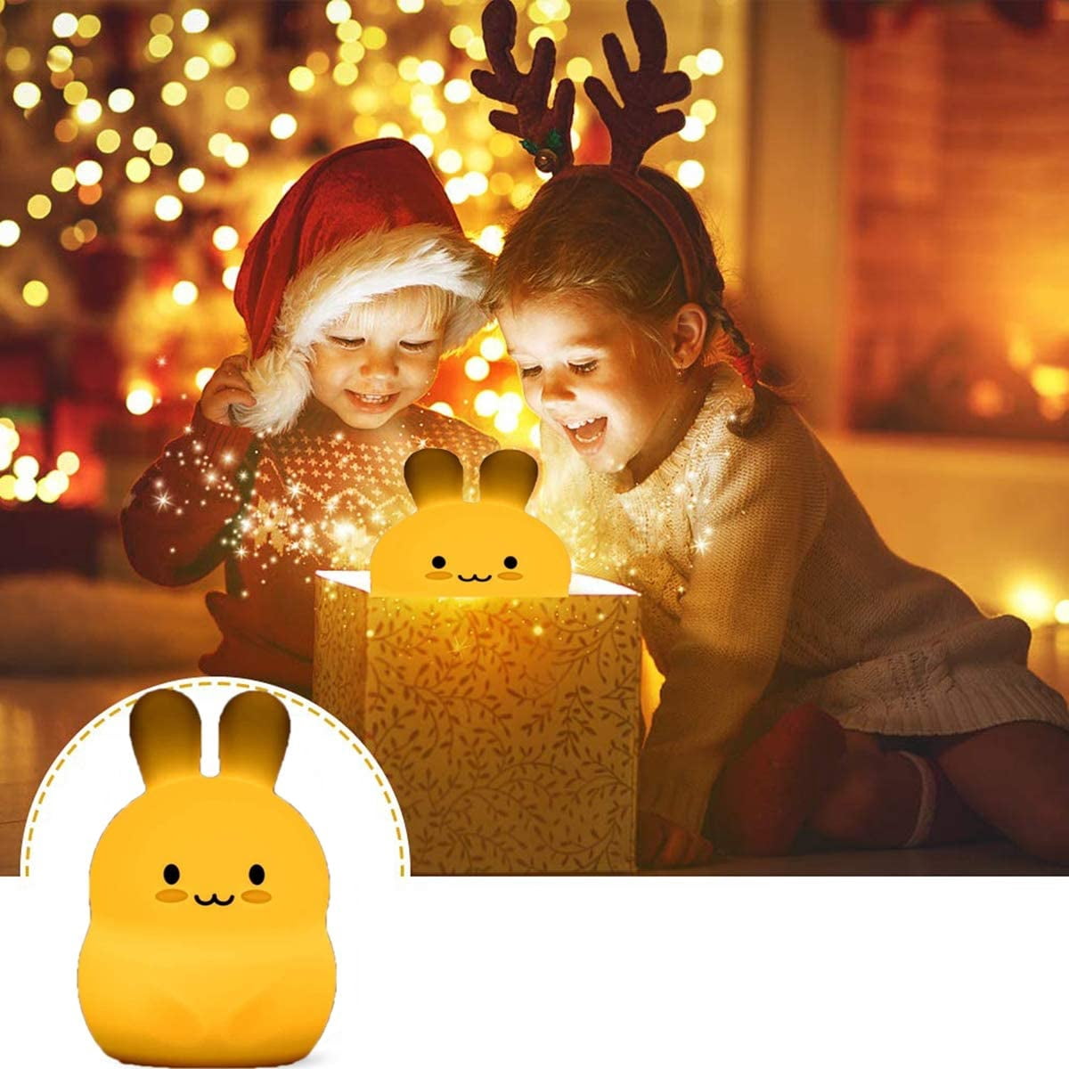 Big rabbit children's night light LED night light 9 colors baby night light USB silicone night light
