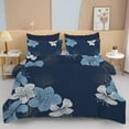 thumbnail image 2 of Floral Comforter Set Queen 7 Pieces Bed in a Bag Blue Floral Pattern Printed on Navy Soft Microfiber Bedding Set Lightweight Bed Comforter Set for All Season, 2 of 6