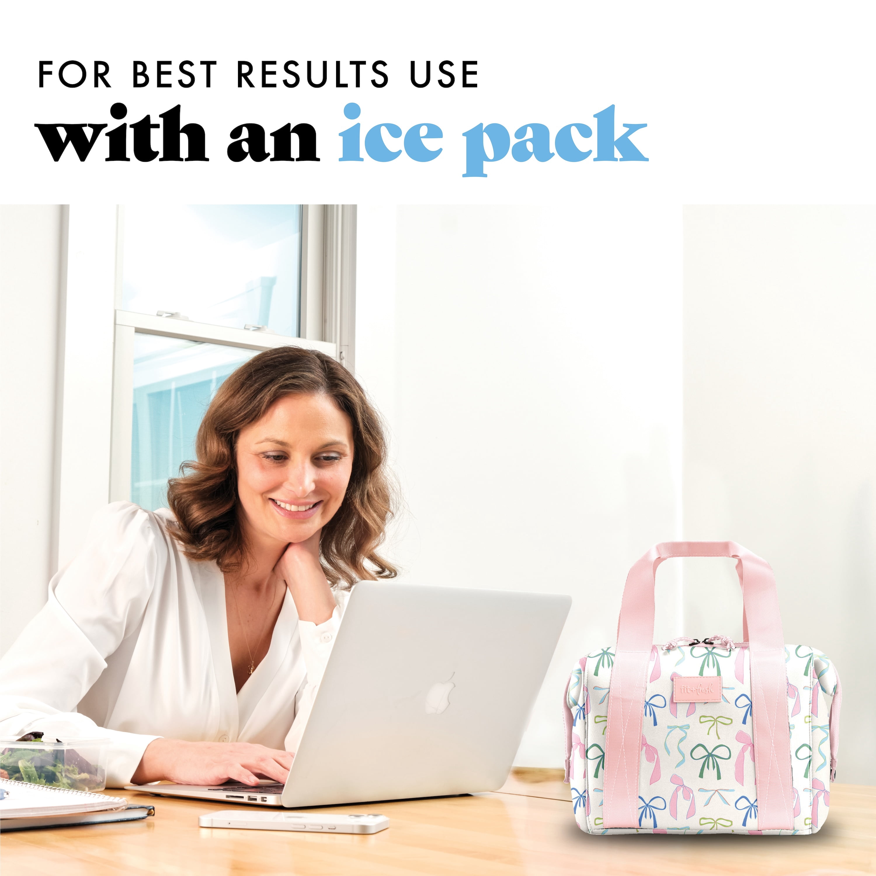 Fit + Fresh Remi Womens Lunch Bag, Insulated Lunch Box With Containers, Dainty Bows