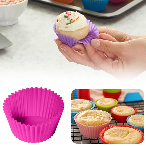 Mini Muffin Pan - Reusable Silicone Cupcake Molds 2.5in - Small Baking Cups Truffle Cake Pan Set Nonstick in 6 Colors