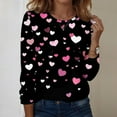 thumbnail image 2 of Lumtrix Womens Valentine Tops Dressy Casual Crew Neck Long Sleeve Shirts Love heart Print Blouse Plus Size T Shirts Loose Fit Fall Clothes 2026 Black M, 2 of 6