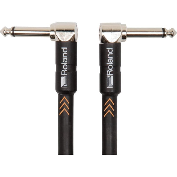 Cable Instrumento Roland Serie Black Negro Conectores Plug Ángulo Recto TR 6.3mm 15 cm