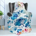 thumbnail image 4 of Modern Soft Flannel Fleece Throw Blanket, Colorful Clouds Pattern with Raindrops Rainy Weather Sky Illustration, Cozy Plush for Indoor and Outdoor Use, 70" x 90", Blue Pink Orange, by Ambesonne, 4 of 5