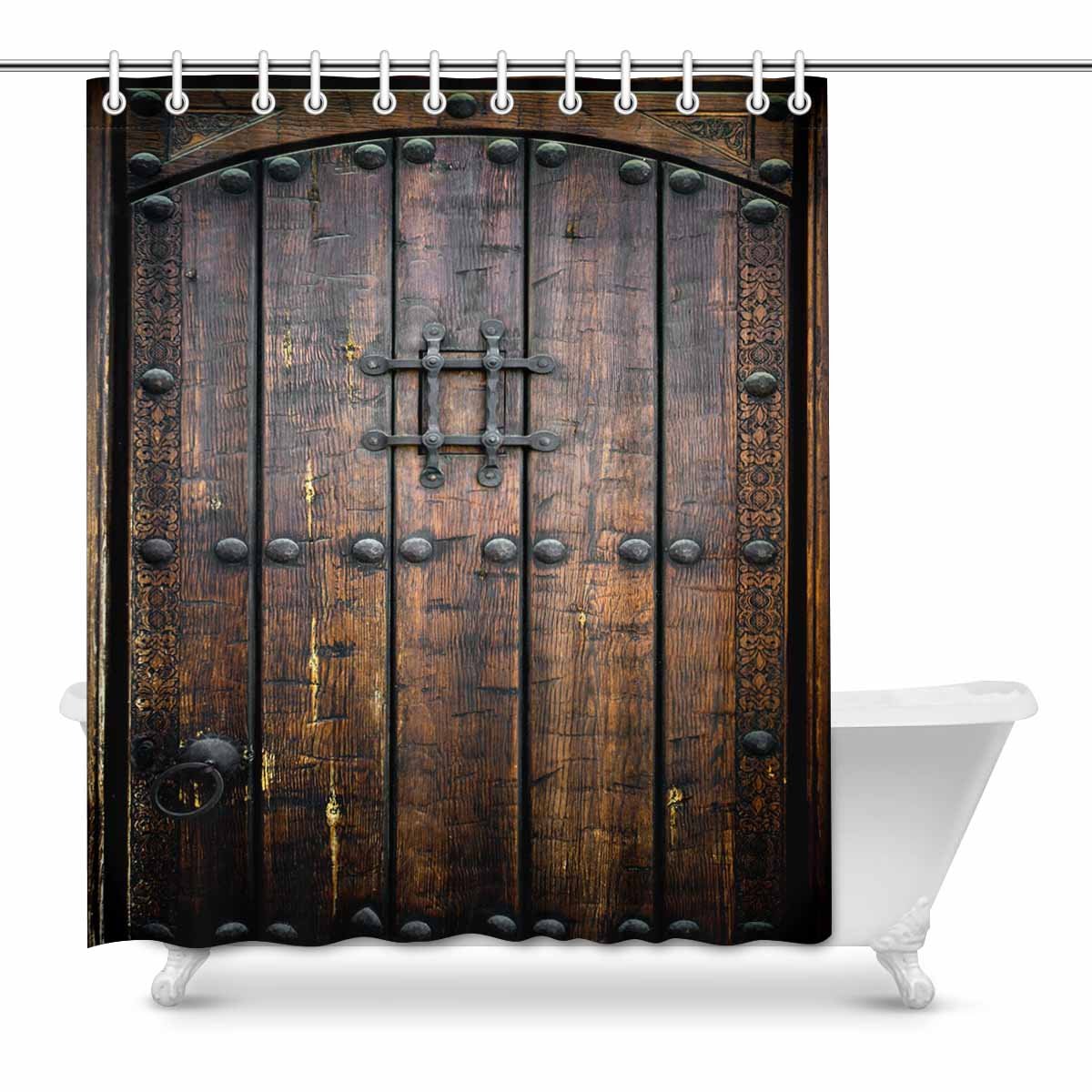 Pop Rustic Antique Wooden Door Shower Curtain Bathroom Decor Set 60x72 Inch Walmart Canada