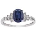 thumbnail image 2 of 14k Solid White Gold Vintage Style Oval Natural Sapphire and Diamond Birthstone Engagement Ring, 2 of 6