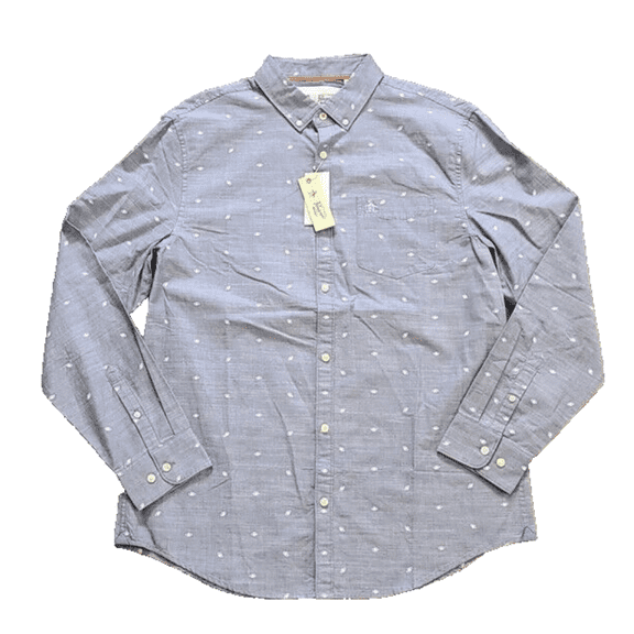 $89 Original Penguin Men's Long Sleeve Button Down Shirt Cotton Blue - S