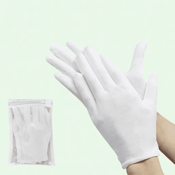 White Cotton Gloves, 16 pcs (8 Pairs), Moisturizing Gloves for Dry Eczema Hands