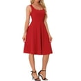 thumbnail image 4 of INSPIRE CHIC Vintage Swing Dress for Women's Sweetheart Neck Sleeveless Fit and Flare Dresses XS Red, 4 of 6