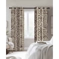 thumbnail image 3 of Vintage Boho Blackout Curtains, Light Blocking Print Window Curtains, Abstract Retro Geometric Striped Beige Thermal Insulated Window Drapes for Living Room Kitchen Cafe 2 Panels, 104"W x 72"L, 3 of 9