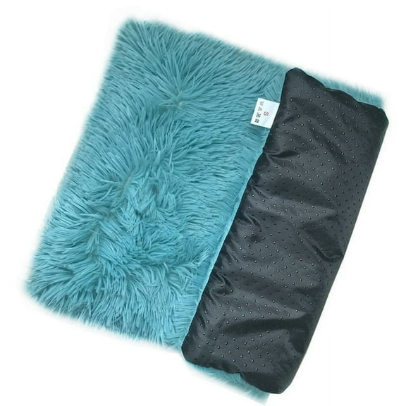 Long Plush Cat Bed Mats Soft Washable Pet Nest Square Fleece Cushion Puppy Kitty Mat Cat Sleeping Bed for Small Large Dogs Cats (Blue,L 70x50cm)